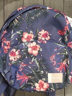 Roxy Floral Navy Mini Backpack with Pink Accents